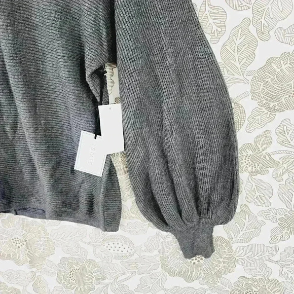 NWT 1. State V neck Balloon sleeve Knit Sweater Women's M Gray 9224 - Picture 4 of 8